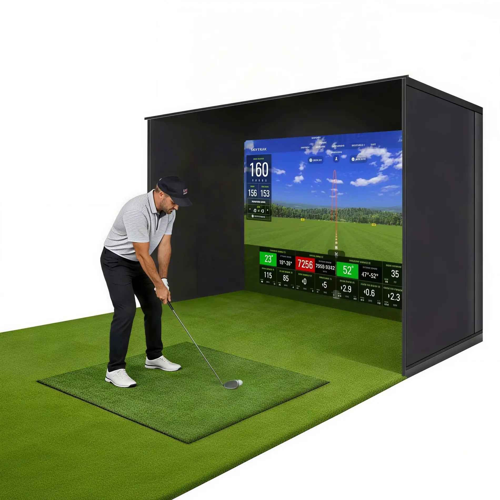 Indoor Golf Simulators Enclosure 10 X 8FT with HD Impact Screen & Durable Aluminum Frame,30 Minutes Quick Setup Golf Simulators Equipment for Home, Backyard & Garage