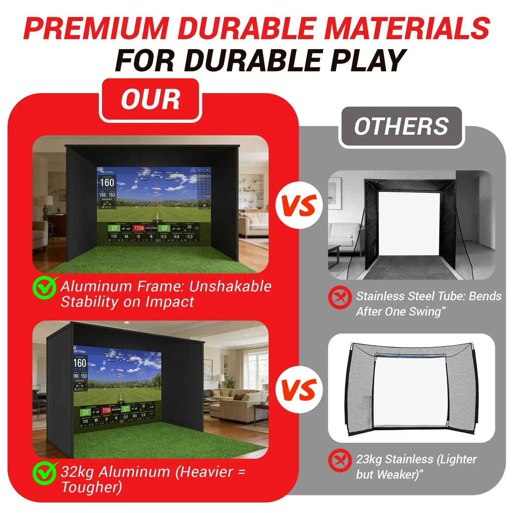 Indoor Golf Simulators Enclosure 10 X 8FT with HD Impact Screen & Durable Aluminum Frame,30 Minutes Quick Setup Golf Simulators Equipment for Home, Backyard & Garage