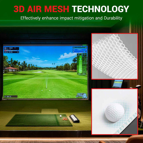 Golf Simulator Impact Screen, Practice Hitting Screen with HD Visuals, Thickened Golf Simulators Screen for Home, Indoor Hitting Screen with Grommets & Bungee Cords