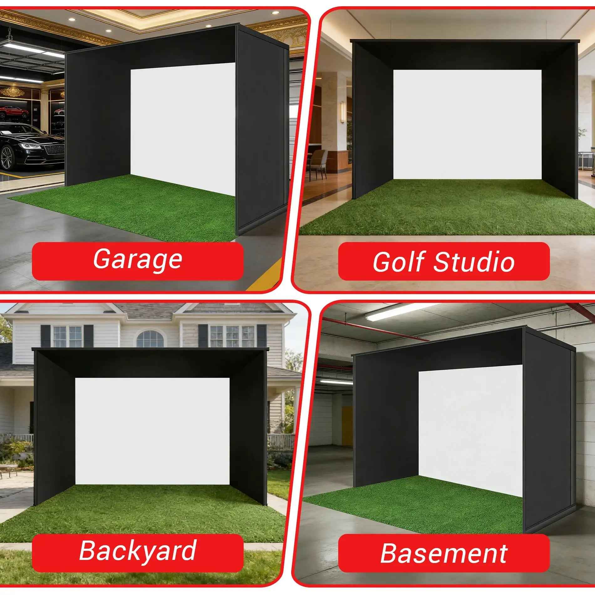 Indoor Golf Simulators Enclosure 10 X 8FT with HD Impact Screen & Durable Aluminum Frame,30 Minutes Quick Setup Golf Simulators Equipment for Home, Backyard & Garage
