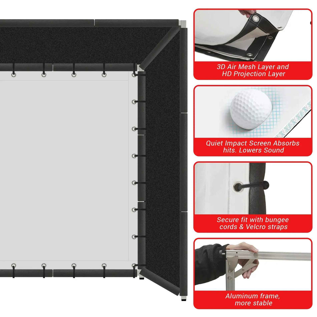 Indoor Golf Simulators Enclosure 10 X 8FT with HD Impact Screen & Durable Aluminum Frame,30 Minutes Quick Setup Golf Simulators Equipment for Home, Backyard & Garage