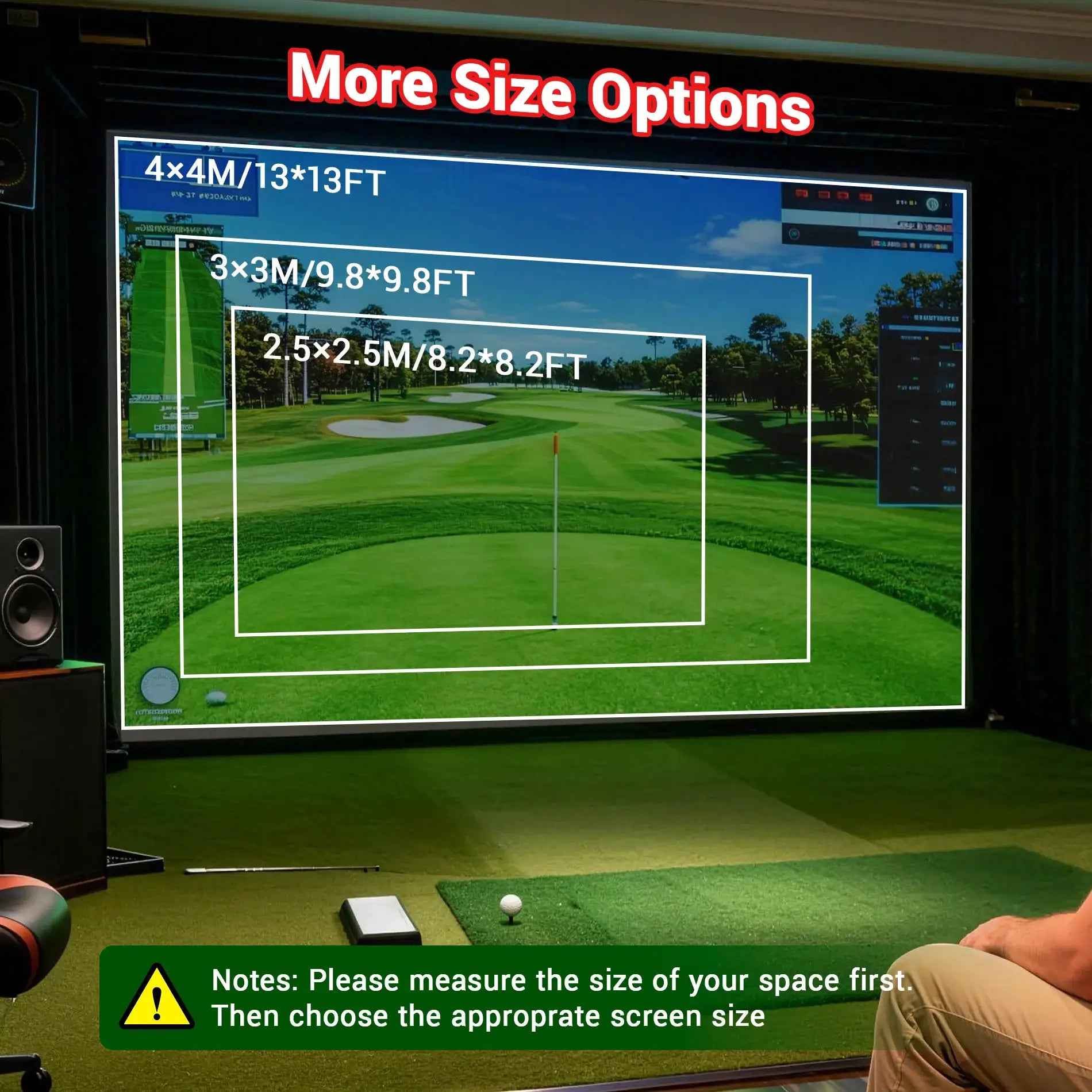 Golf Simulator Impact Screen, Practice Hitting Screen with HD Visuals, Thickened Golf Simulators Screen for Home, Indoor Hitting Screen with Grommets & Bungee Cords