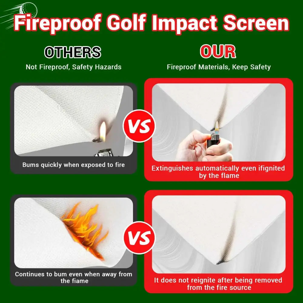 Golf Simulator Impact Screen, Practice Hitting Screen with HD Visuals, Thickened Golf Simulators Screen for Home, Indoor Hitting Screen with Grommets & Bungee Cords