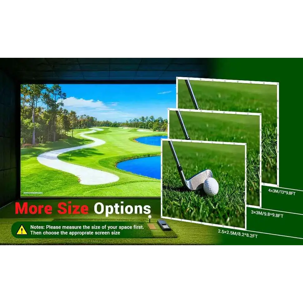 Golf Simulator Impact Screen, Practice Hitting Screen with HD Visuals, Thickened Golf Simulators Screen for Home, Indoor Hitting Screen with Grommets & Bungee Cords